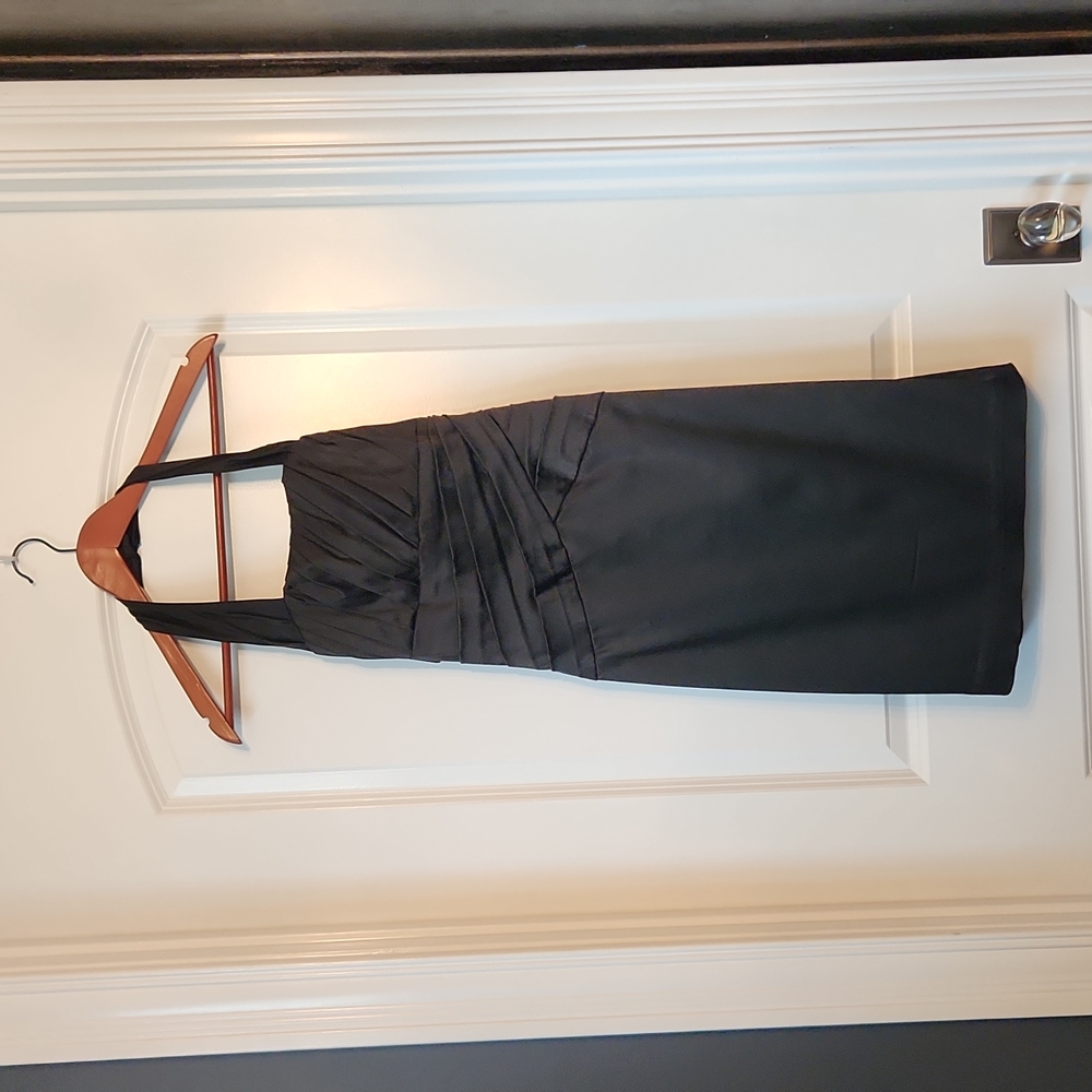 White House Black Market black satin halter dress size‎ 00